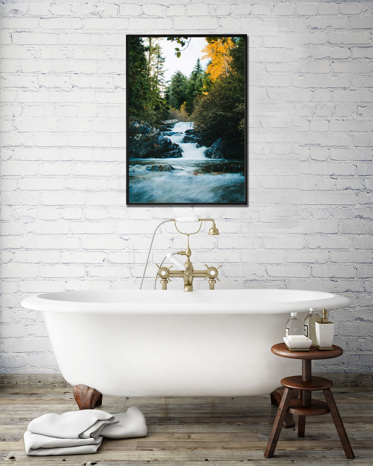 Autumn Waterfall in the Cascade Mountains Photo Print -