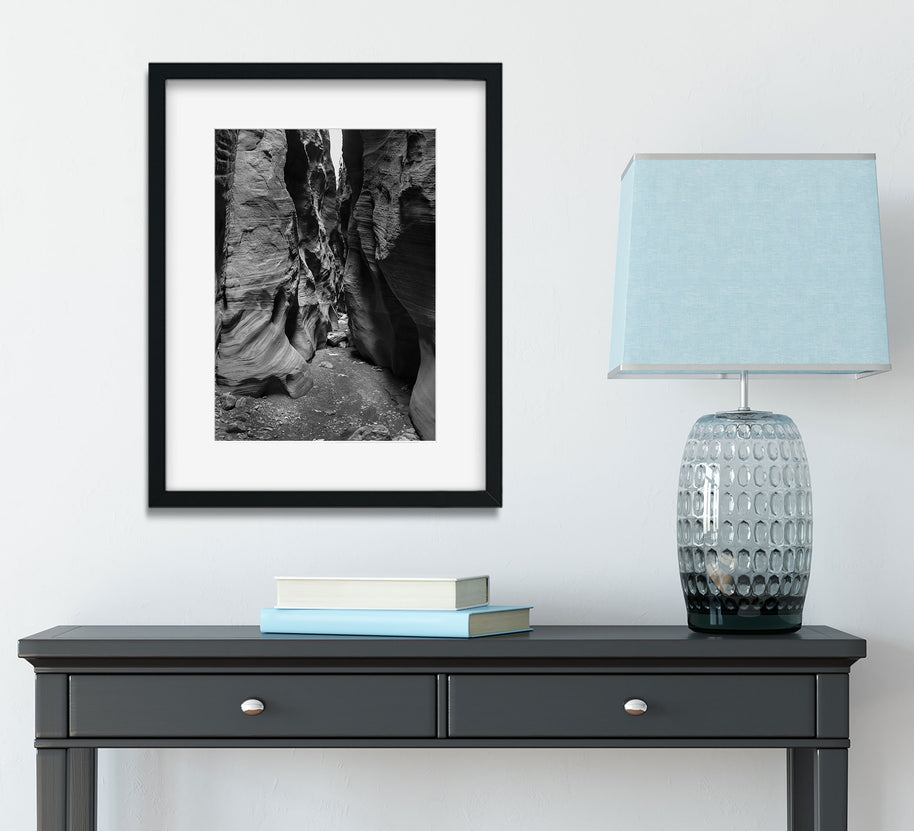 Wire Pass Slot Canyon Photo Print Utah - Black and White