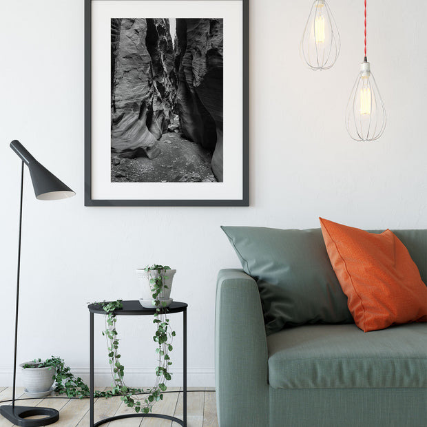 Wire Pass Slot Canyon Photo Print Utah - Black and White