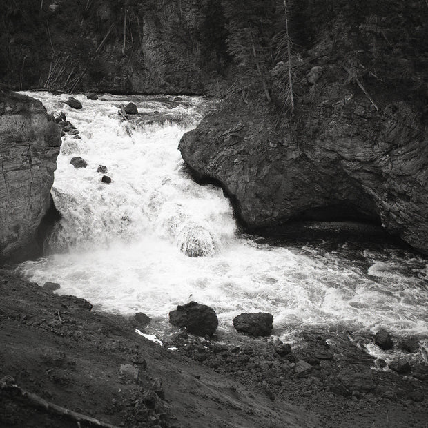 Yaak River Falls Photo Print Montana Black and White