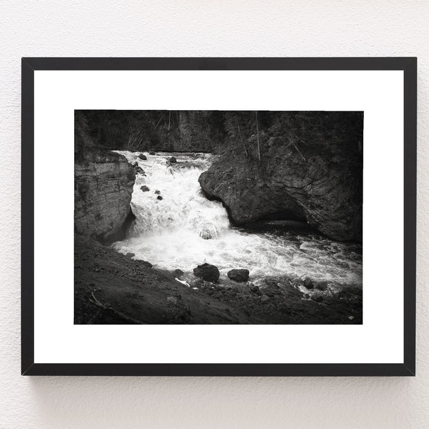 Yaak River Falls Photo Print Montana Black and White