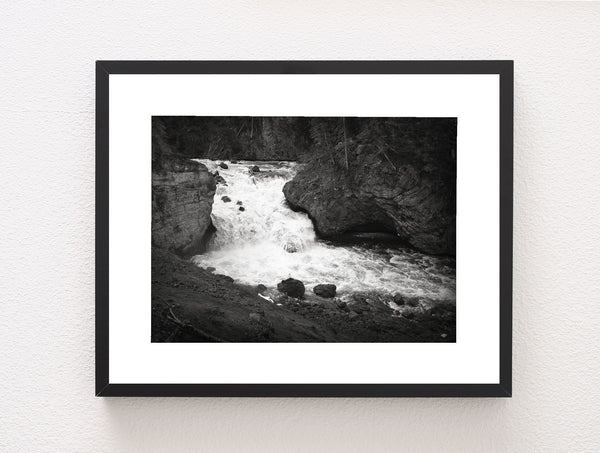 Yaak River Falls Photo Print Montana Black and White