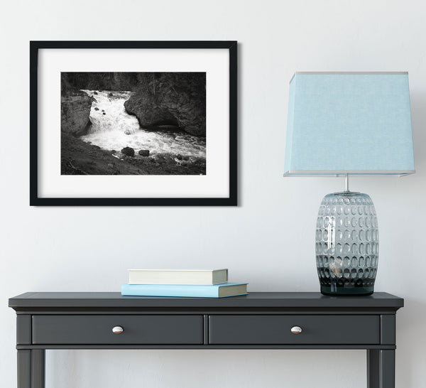 Yaak River Falls Photo Print Montana Black and White