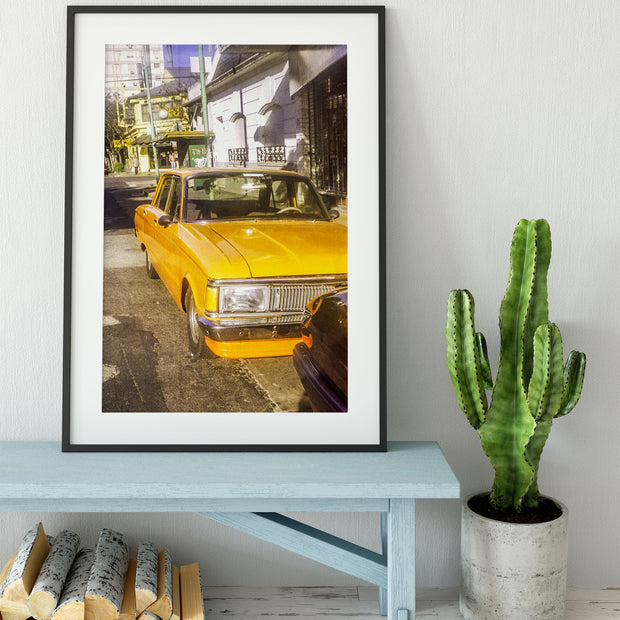 Vintage Yellow Car Wall Art Buenos Aires Street Photography