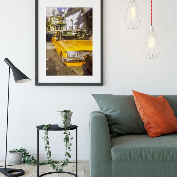Vintage Yellow Car Wall Art Buenos Aires Street Photography