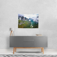 Senic Yosemite Valley in Fog Microfiber Wall Tapestry -