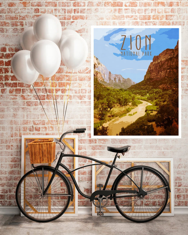 Zion National Park, Vintage Travel Poster Lost Kat Photography
