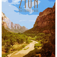 Zion National Park, Vintage Travel Poster Lost Kat Photography